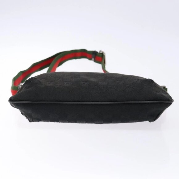 GUCCI GG Canvas Web Sherry Line Shoulder Bag Black Silver 189749 Auth bs28637 - Picture 7 of 16